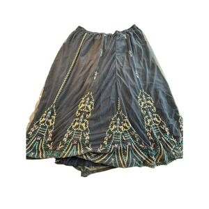 Avani‎ Del Amour Womens Skirt Size XL Dark Blue Floral Print Embroidered NWT